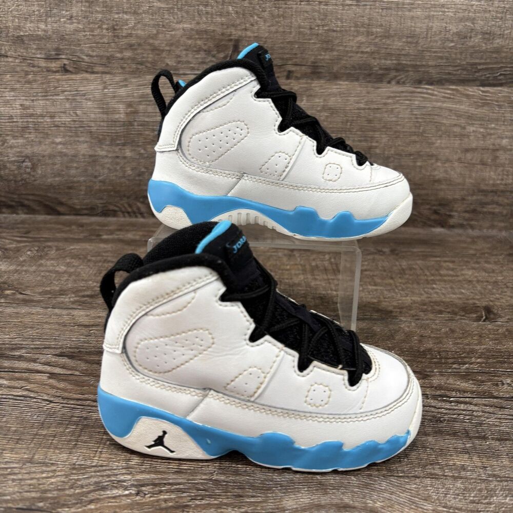 Air Jordan 9 Retro Shoes Toddler 7C Powder Blue White Leather Nike 401812-101